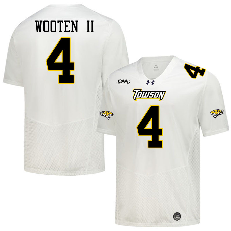 Towson Tigers #4 Al Wooten II College Football Jerseys,Uniforms-White
